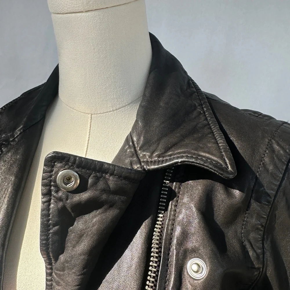Madewell Black Washed Genuine Leather Jacket - Picture 8 of 16